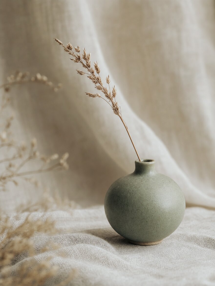Stoneware Bud Vase, Sage